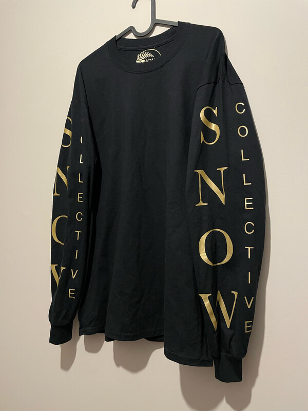 Black And Gold Long Sleeve ‘SNOWcollective’ Tee