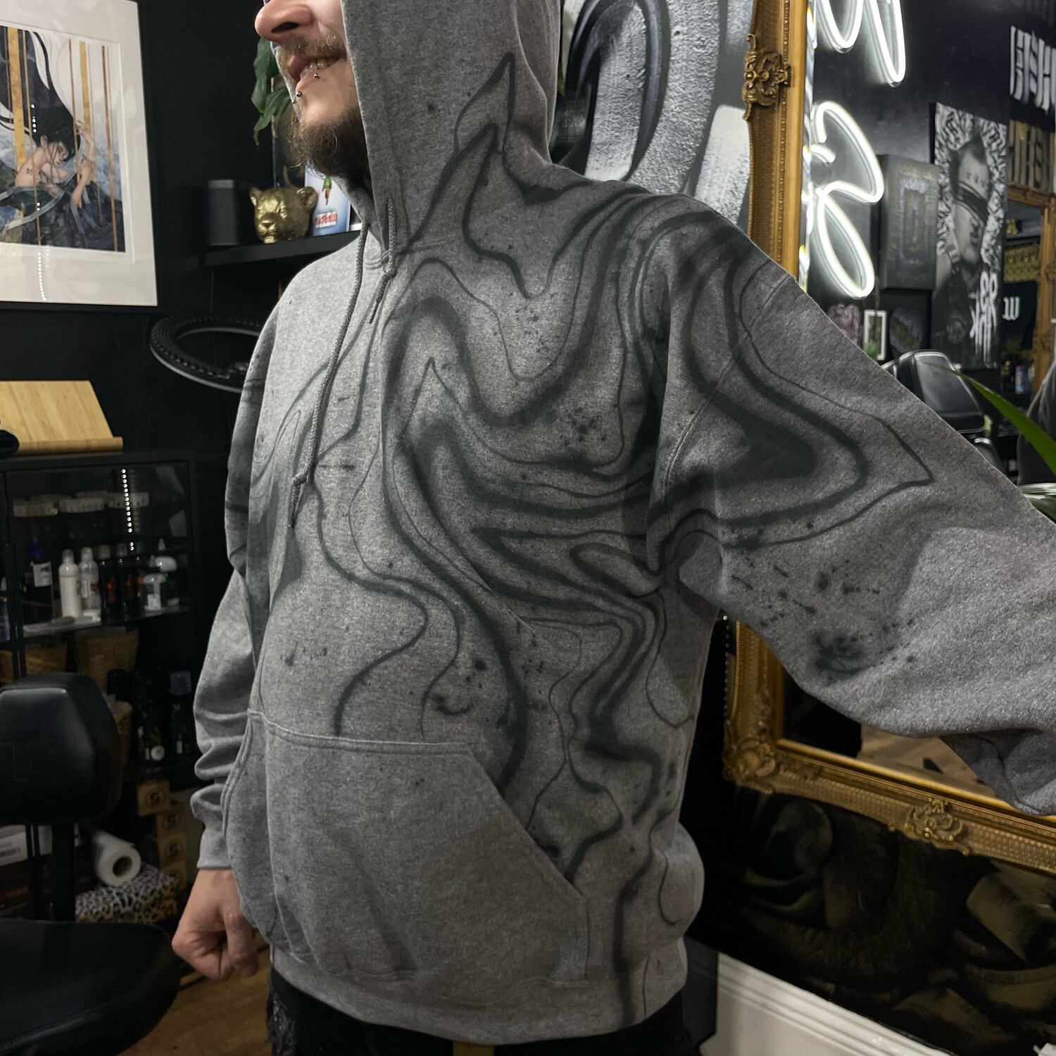 Grey Painted Hoodie