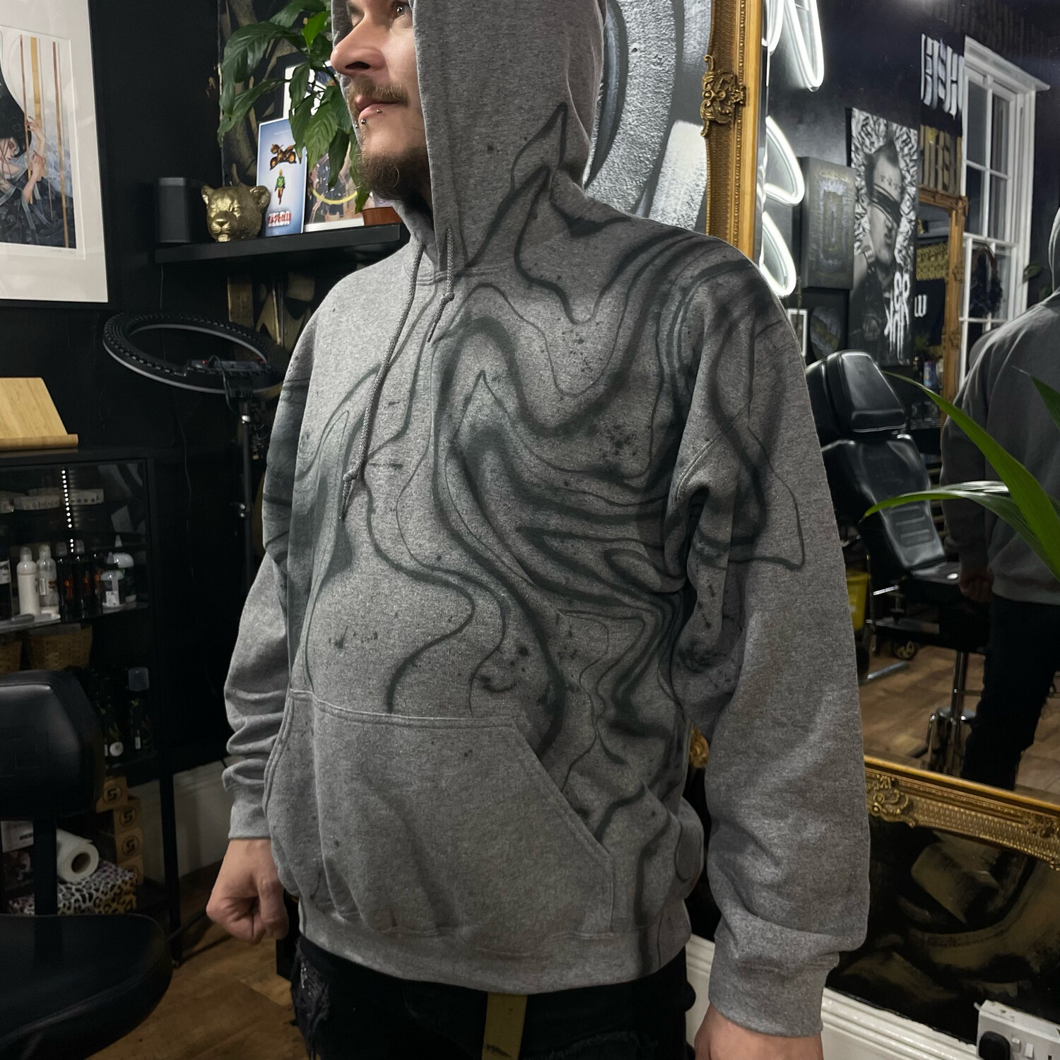 Grey Painted Hoodie