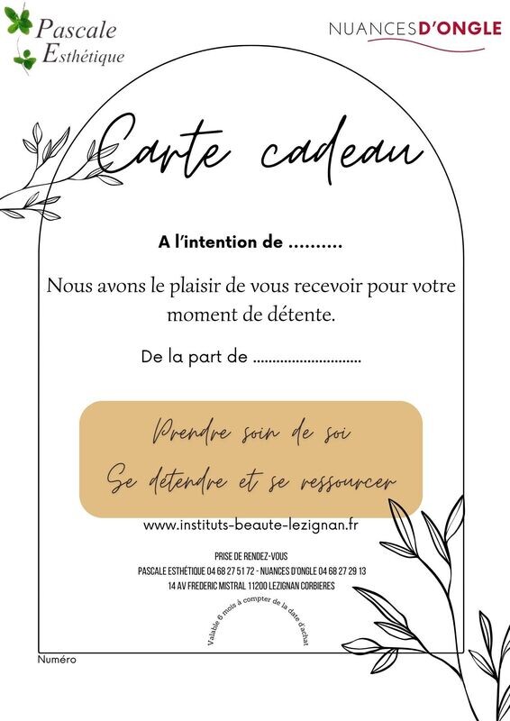 Carte Cadeau Soins, choisissez votre montant
