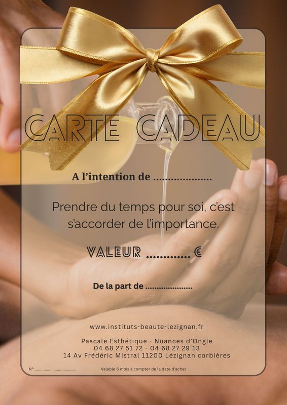 Carte Cadeau Soins, choisissez votre montant