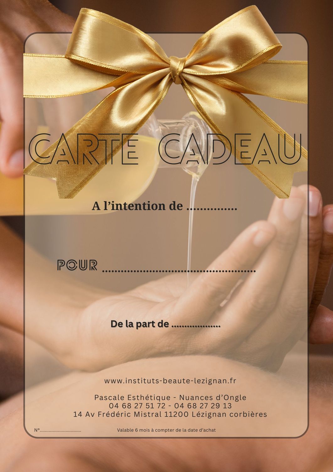 Carte Cadeau Soins, choisissez votre soin