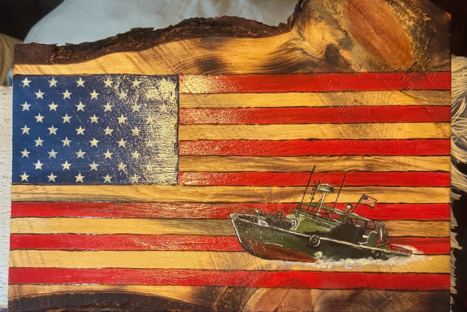 Hand-crafted Wooden Flag Green PBR Boat