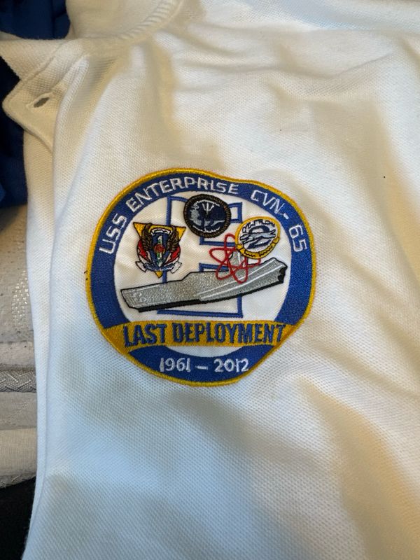 White Polo Size XL USS ENTERPRISE CVN -65