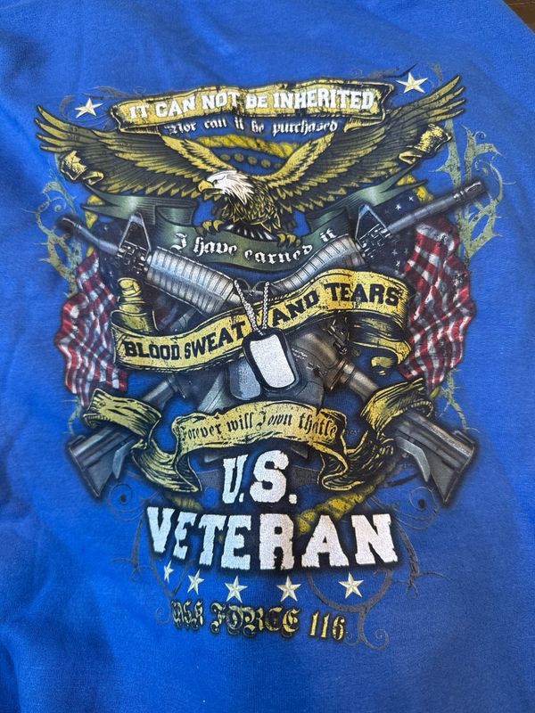 Blue sweatshirt, Size large, Logo On Back