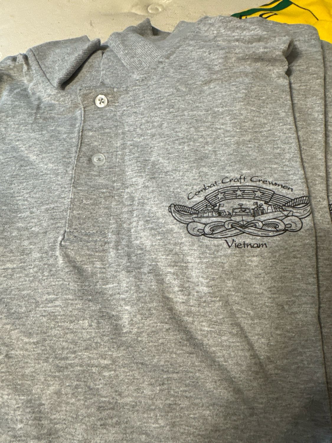 Combat Craft Crewman - 2 Button Collar Shirt. Left Size Logo- Color Grey- Size XL