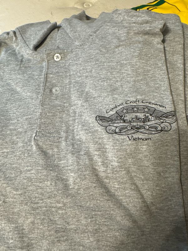 Combat Craft Crewman - 2 Button Collar Shirt. Left Size Logo- Color Grey- Size XL
