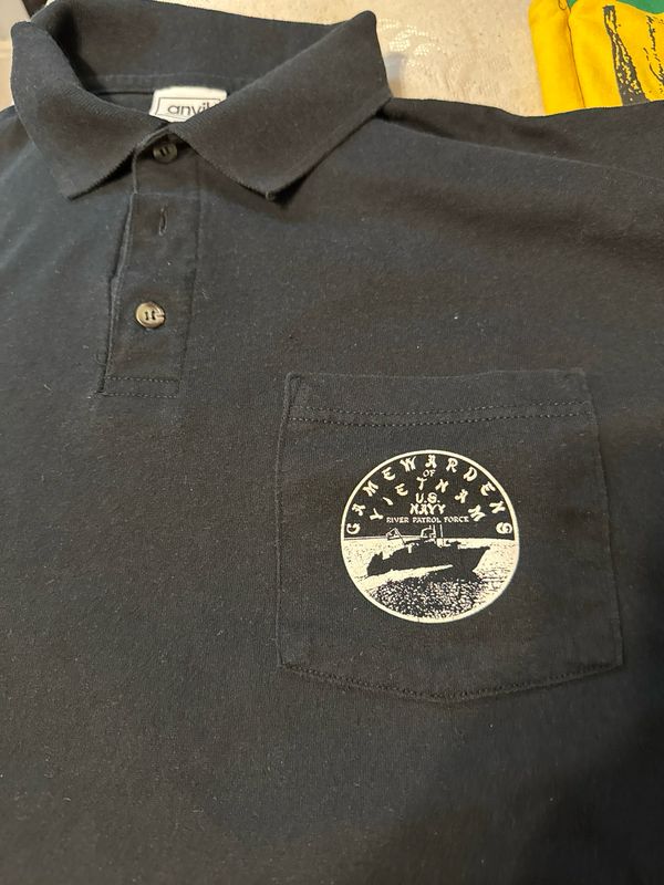 Gamewardens Of Vietnam. Size XL- Collard Shirt Logo On Left Side With Pocket- Color Black.