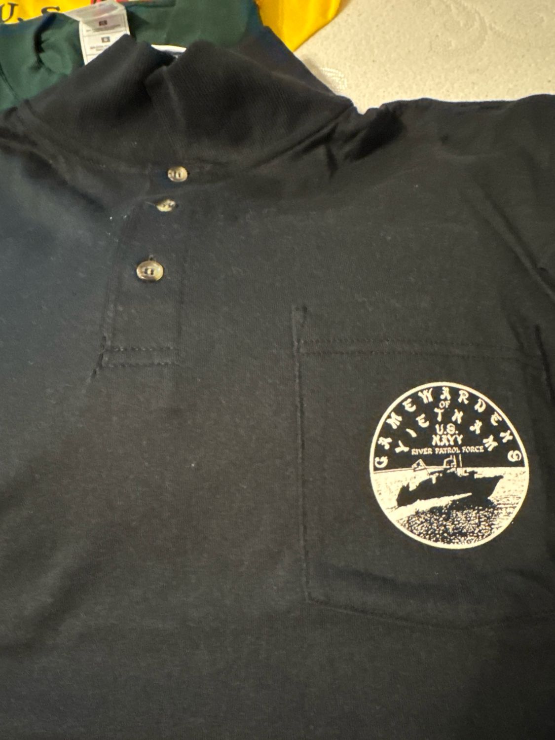 Gamewardens Of Vietnam, Logo On Left Chest, Color Black, Collard Button Up Shirt - Size