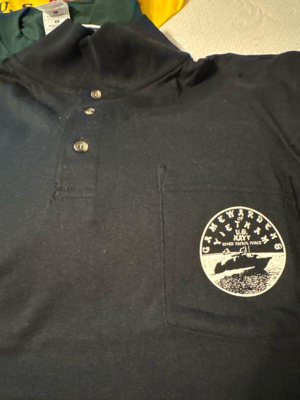Gamewardens Of Vietnam, Logo On Left Chest, Color Black, Collard Button Up Shirt - Size