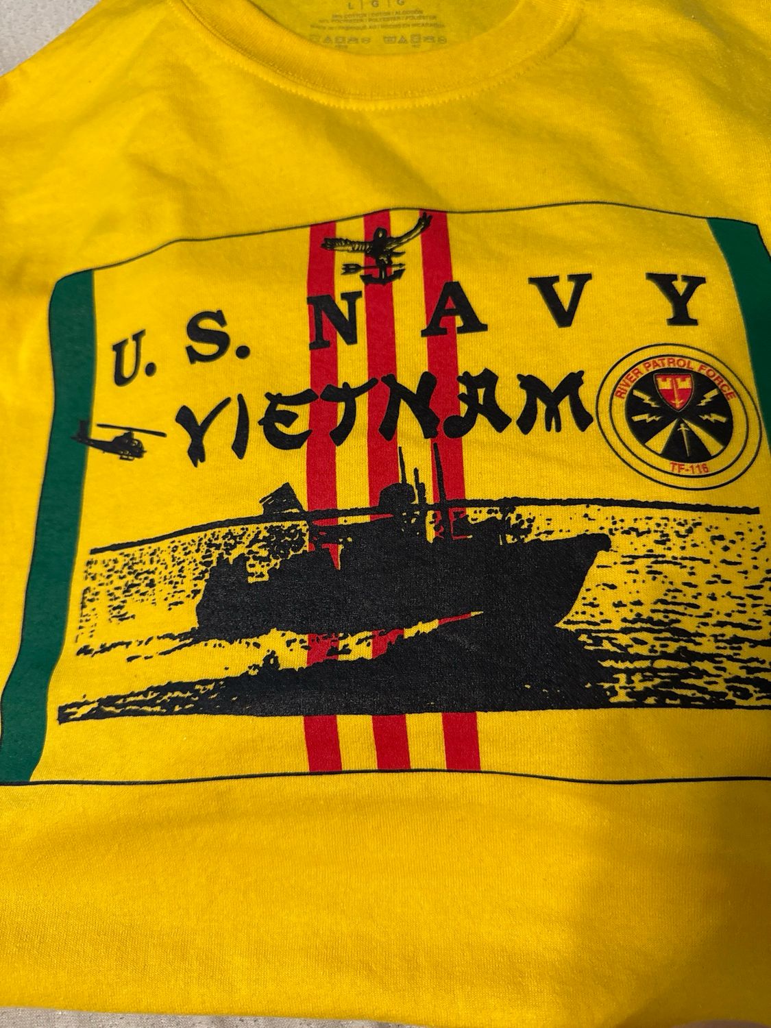 U.S. Navy Vietnam - T-Shirt- Color Yellow - Size Large - Logo Chest