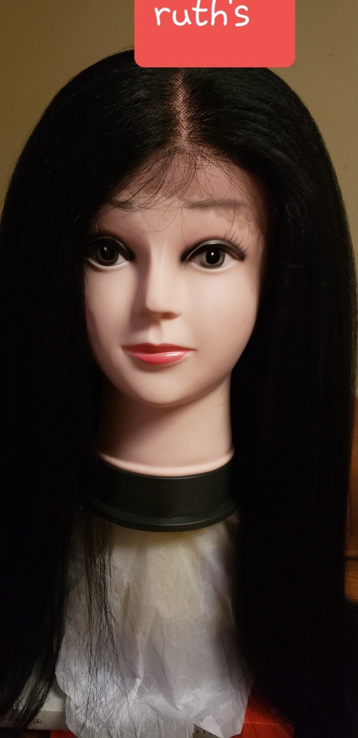 Long straight frontal kinky wig