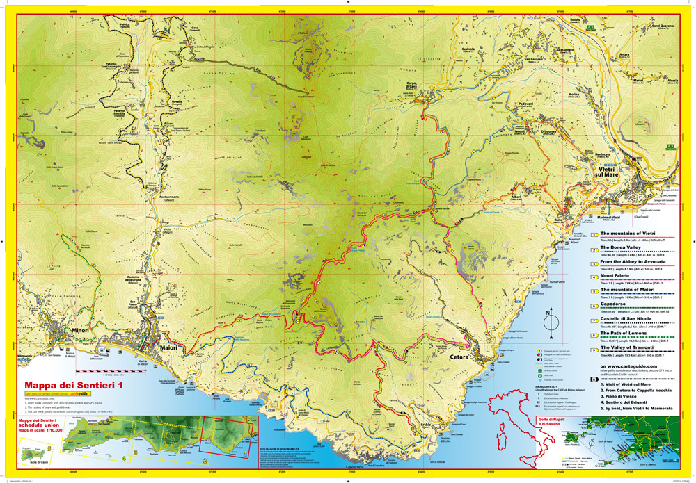 Cart&Guide num. 1 - Detailed walking maps from Salerno to Minori