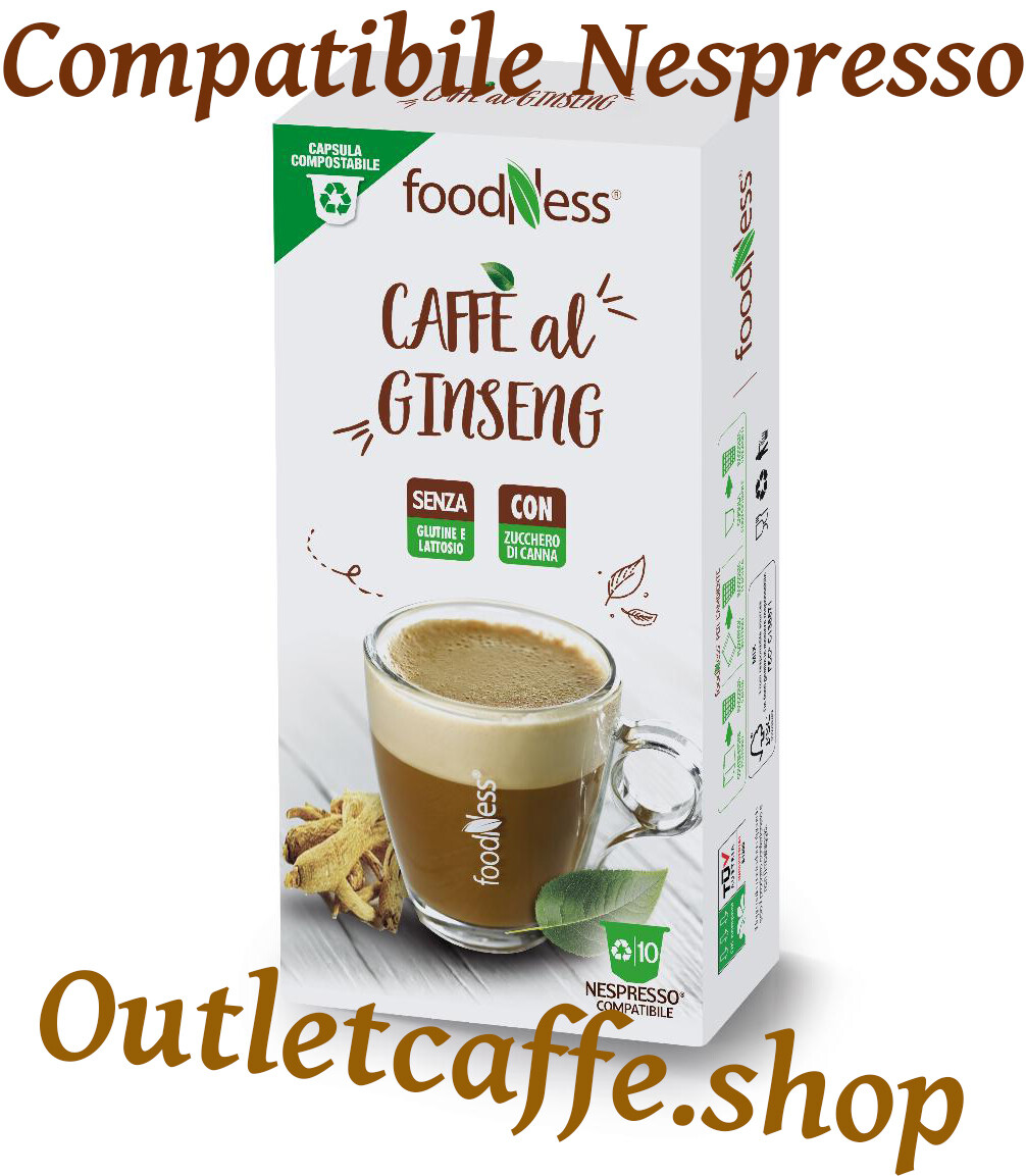 50 capsule FoodNess Capsule Caffè al Ginseng Compatibili Nespresso