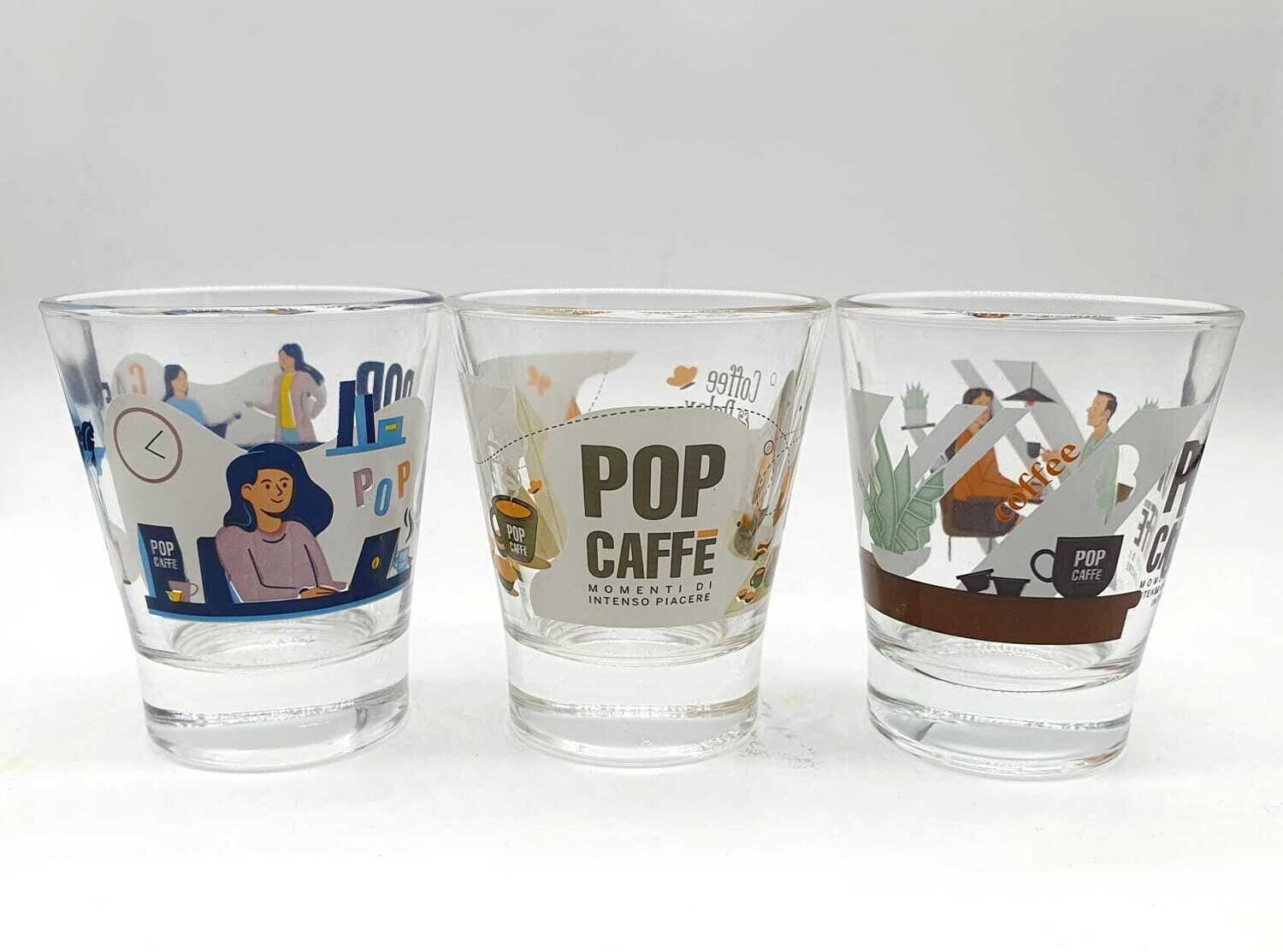 Bicchierini per caffè in vetro marca POP Caffè - Idea Regalo