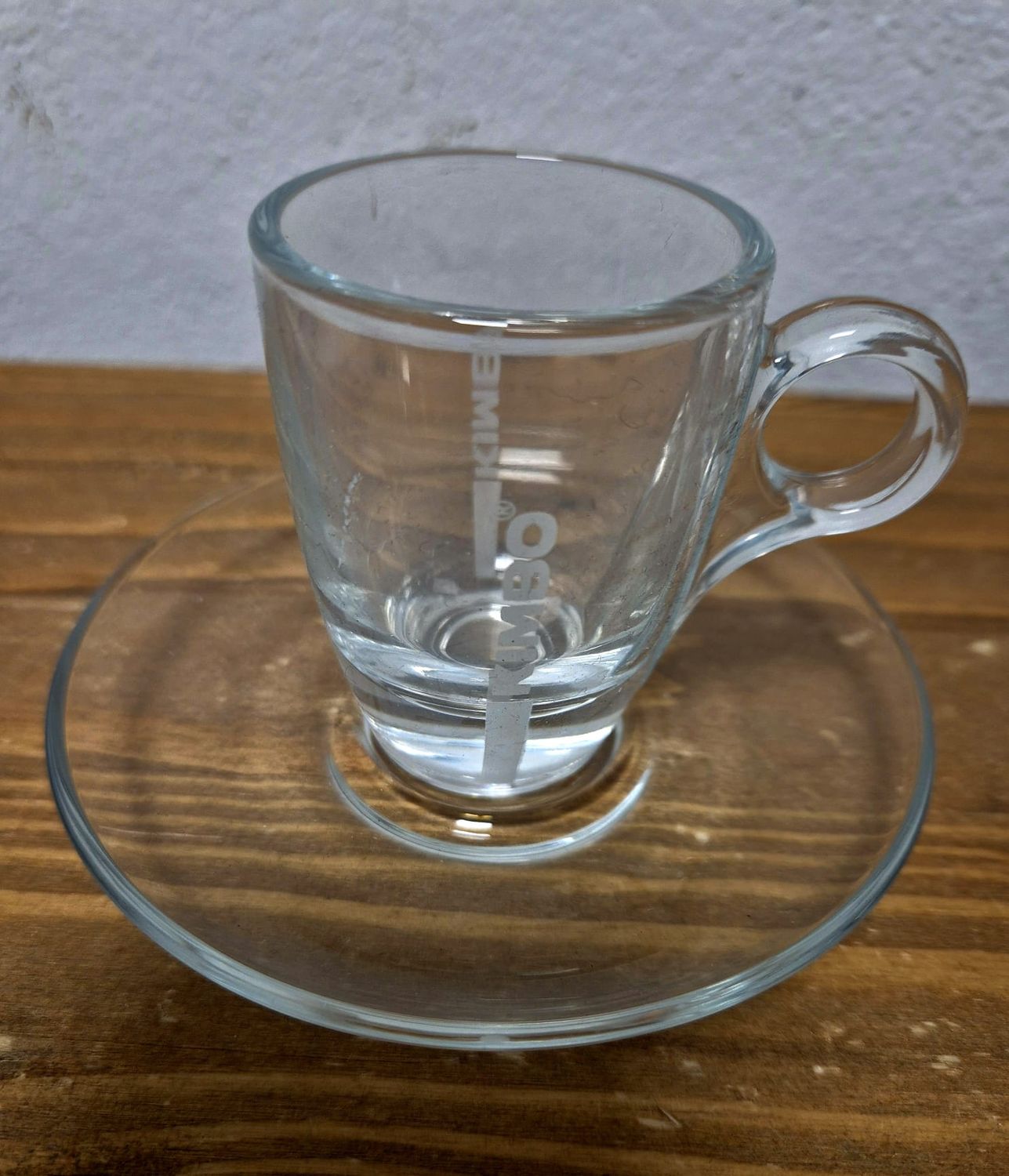 Set 2 Tazzine + Piattini in vetro a marchio Kimbo