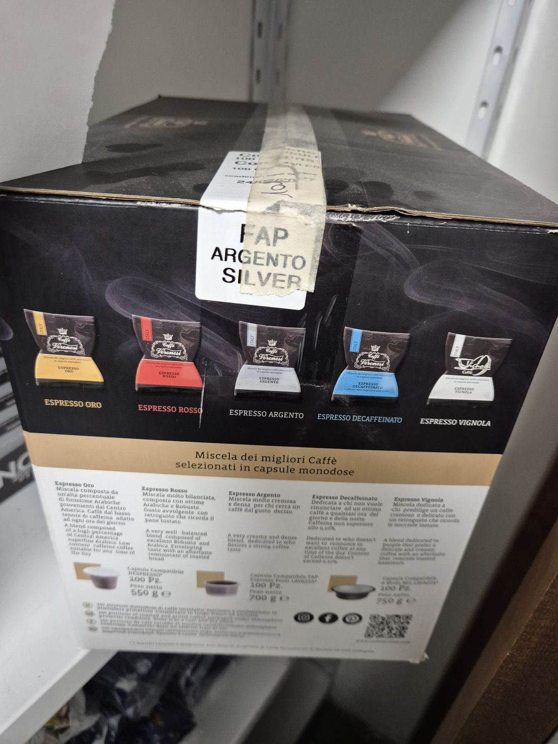 100 capsule Espresso Point Veronesi Caffe - Argento - fuori tutto 100 capsule Espresso Point Veronesi Caffe - Argento - fuori tutto