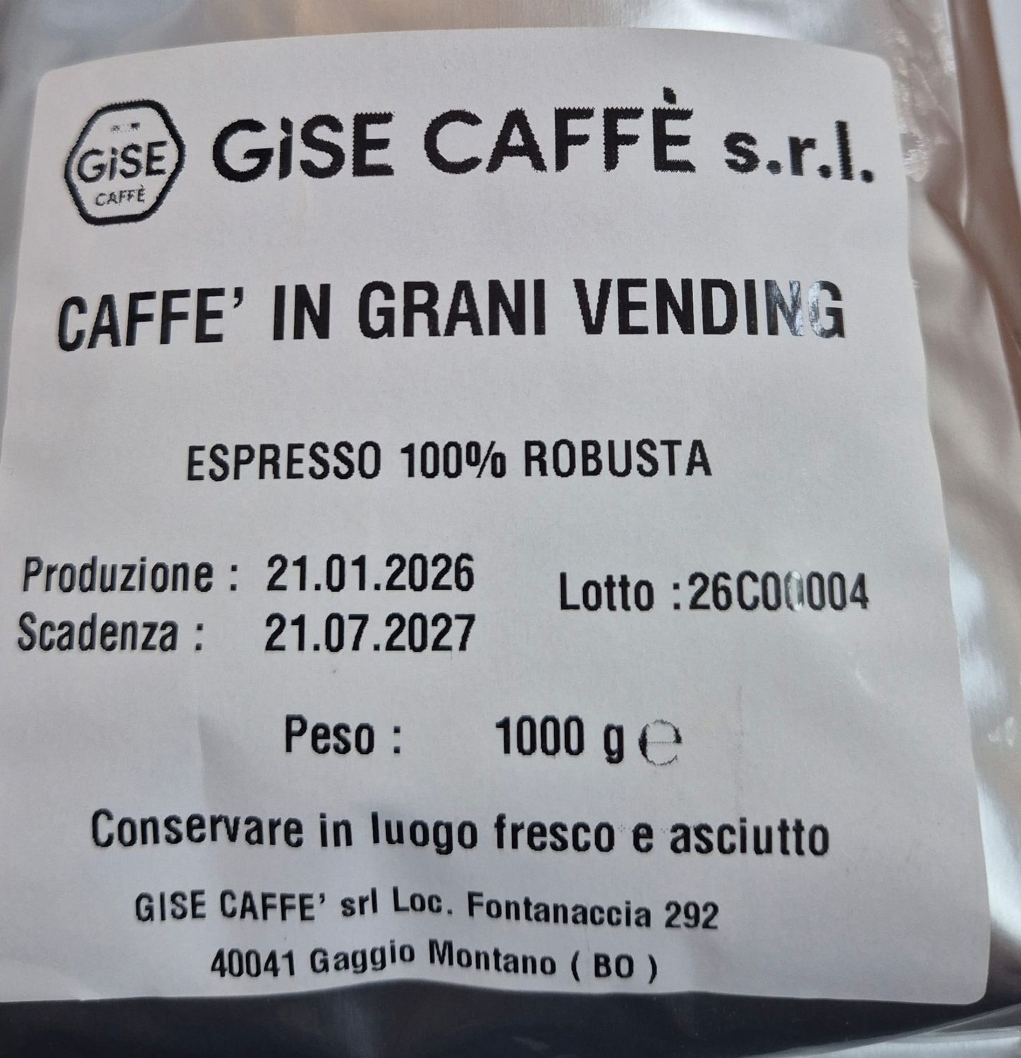 Caffè in Grani Gise caffè  Miscela Robusta  1000g