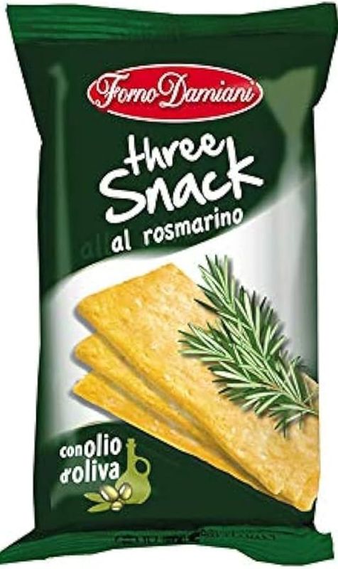 Snack Three Snack Rosmarino Forno Damiani 40g x 50pz conf. intera Snack Three Snack Rosmarino Forno Damiani 40g x 50pz conf. intera