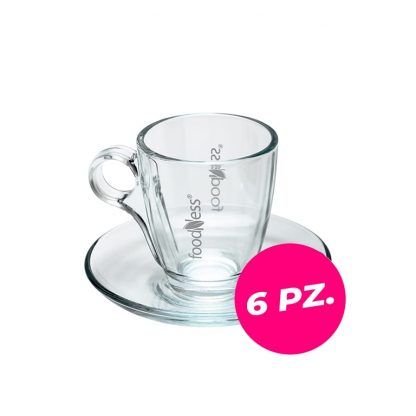 Set 6pz Tazzine + Piattini in vetro a marchio Foodness