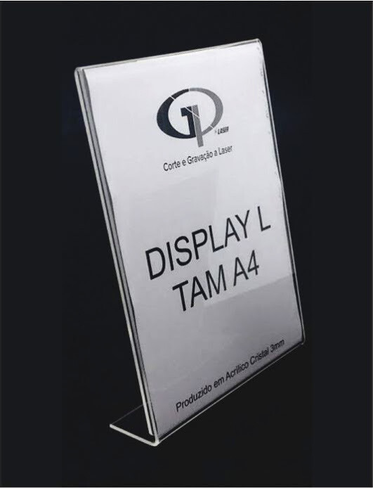 Display &quot;L&quot; A4 em Acrílico Cristal 3mm