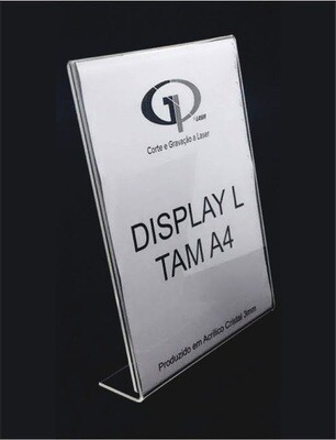 Display &quot;L&quot; A4 em Acrílico Cristal 3mm