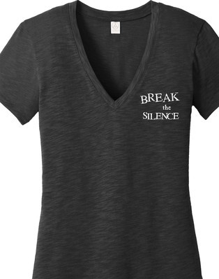 Break the Silence VNeck Woman Tshirts