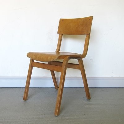 Vintage School Plywood Stacking Chair Mid Century