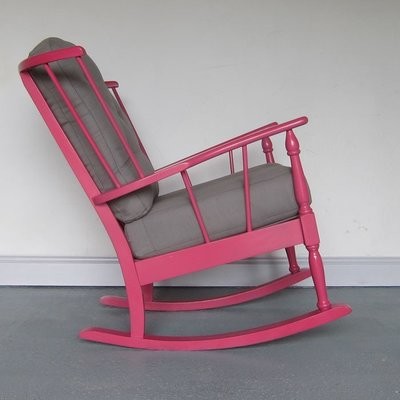 Mid Century Vintage Rocking Chairs Stick Back Modernist Upholstered Painted Restored