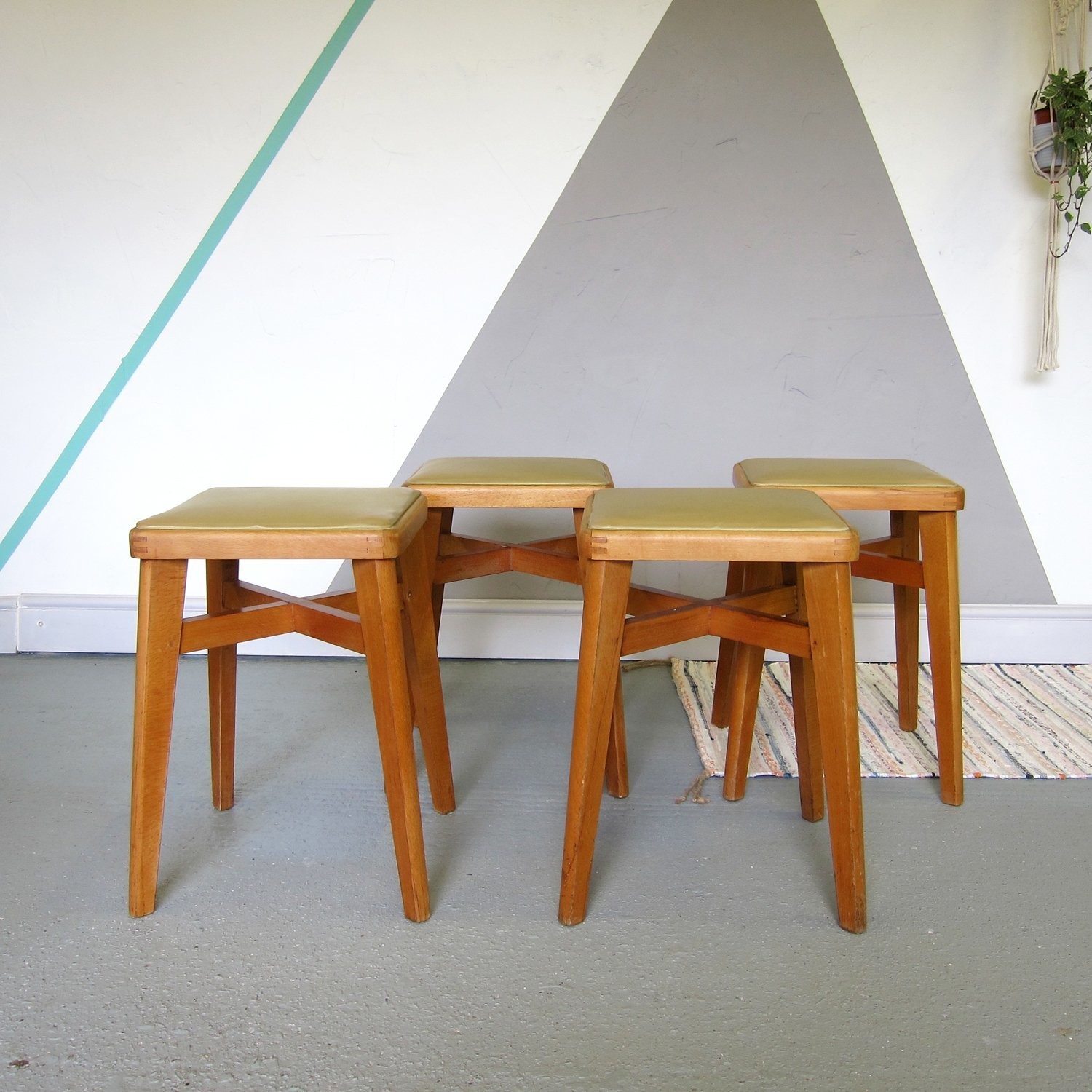 Vintage Kitchen Dining Stools Mid Century 1960s Kitsch Mustard Yellow Ben Chairs Stor