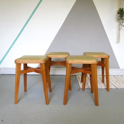 Vintage Kitchen Dining Stools Mid Century 1960s Kitsch Mustard Yellow Ben Chairs Stor