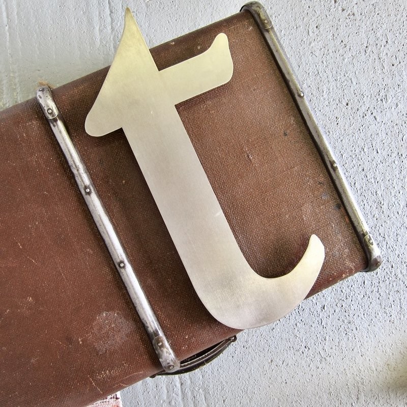 Vintage Metal Letter T  Great Industrial Advertising Display Item