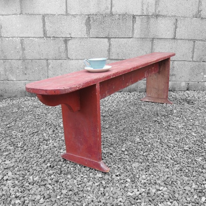 Rustic Primitive Old Bench Seat Painted Red