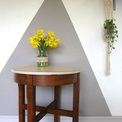 Vintage Round Formica Side Table Mid Century Modernist Design