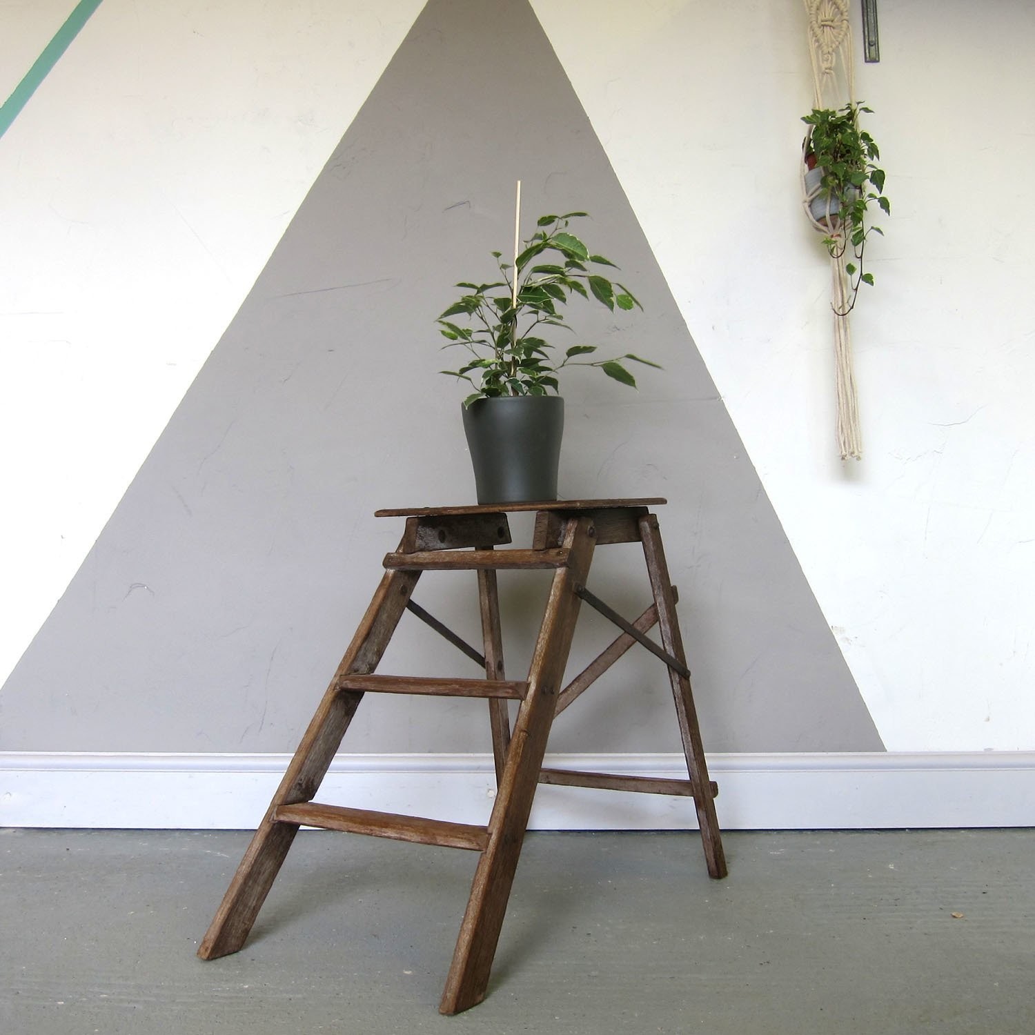 Vintage Ladders Steps Rustic 1940s Farmhouse Bedside Table