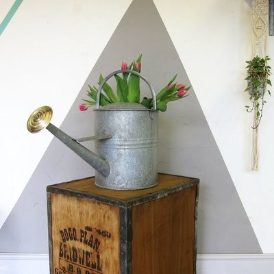Vintage Metal Watering Can 1950s Garden Planter Shop Display 3G