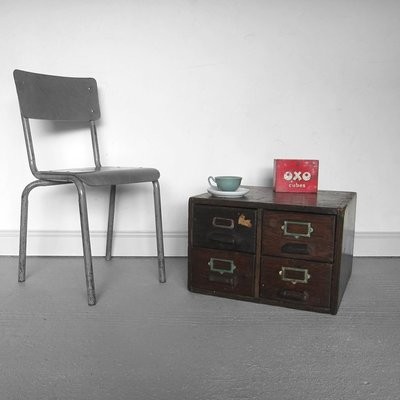 Vintage Storage Drawers Coffee Table 1940s Oak Index Filing Cabinet