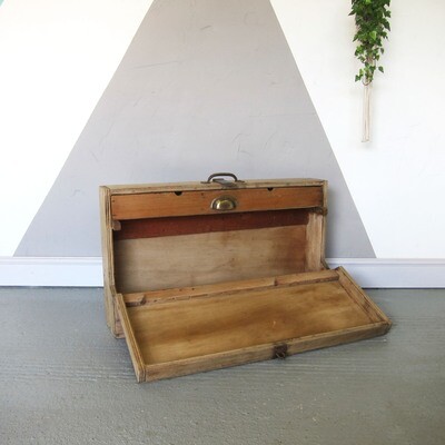 Vintage Tools Box Trunk Pine Drawers Industrial Carpenters Chest
