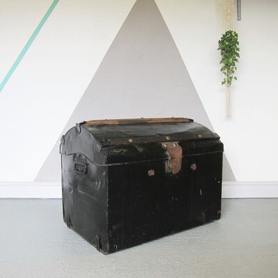 Antique 1930s Travel Chest Vintage Trunk Storage Box