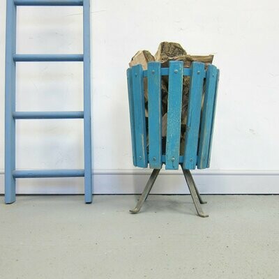 Industrial Vintage Log Basket Storage Store Old Up-Cycled Park Bin