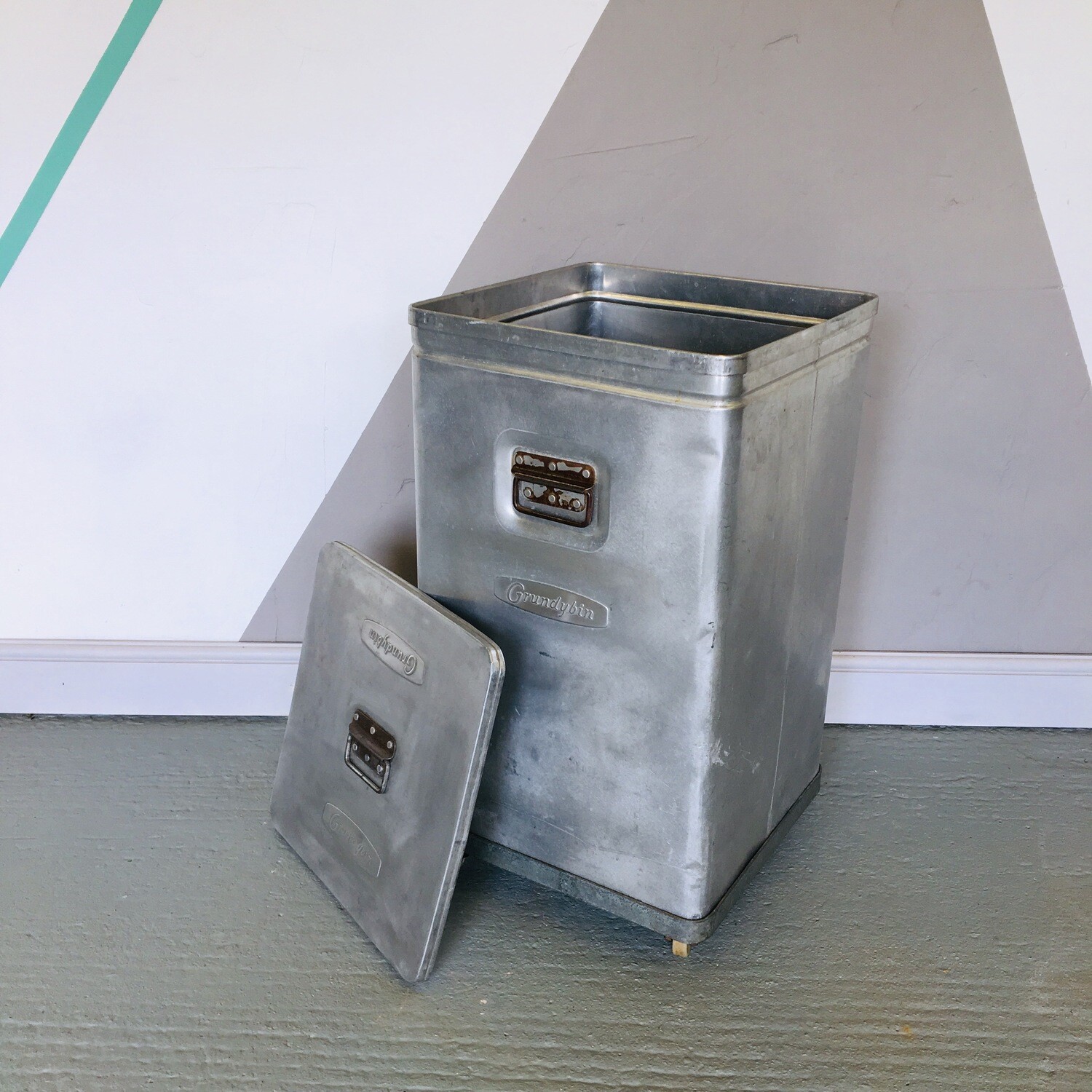 Industrial Storage Bin Grundybin Vintage 1950s Metal Box
