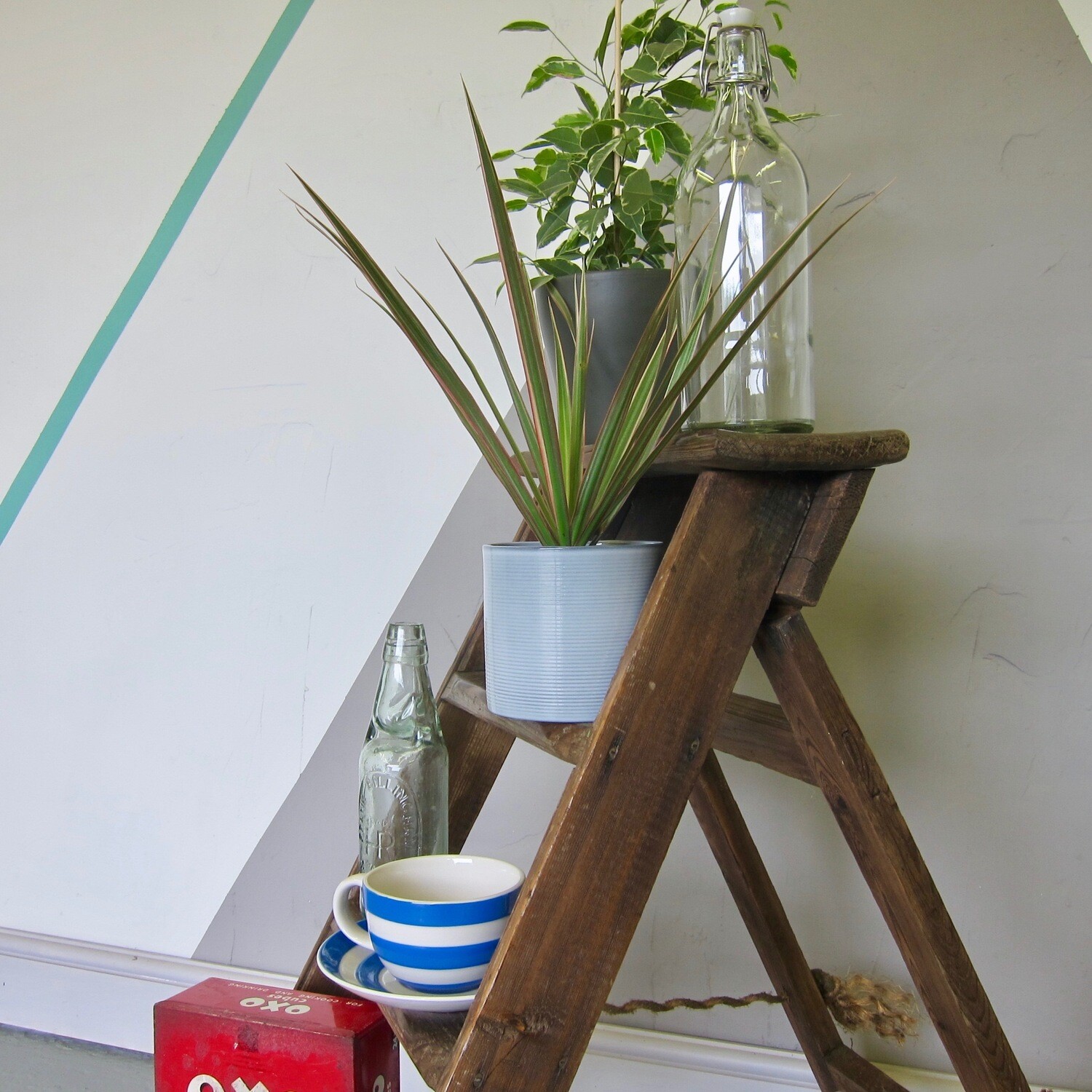 Vintage Ladders Steps Rustic 1940s Farmhouse Bedside Table