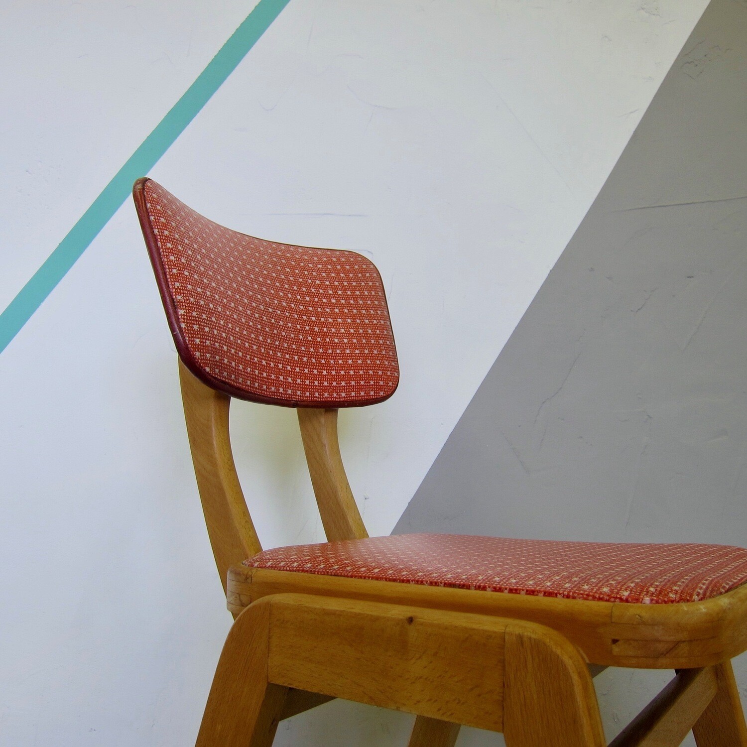 Mid Century 1960s Red Kitchen Dining Chair Vintage Kitsch