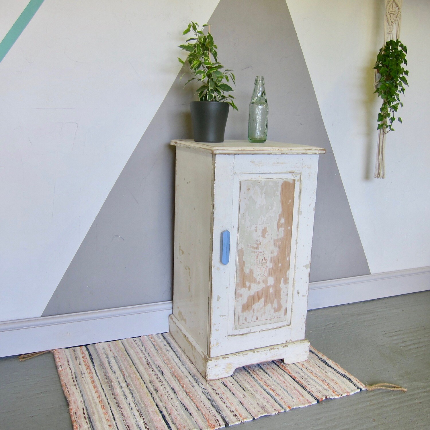 Rustic Pine Cupboard Vintage Bedside Table Lamp Cabinet