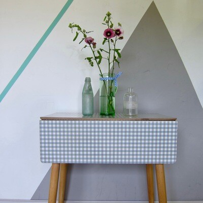 Formica Dining Table Gingham Grey Mid Century Kitsch 1960s Extending