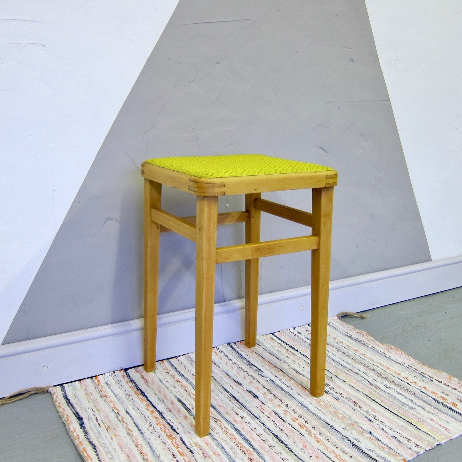 Vintage 1950s Kitchen Stool Mid Century Yellow