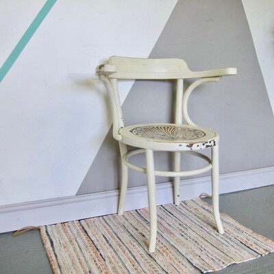 Vintage painted Bentwood Arm Chair White Chippy Paint