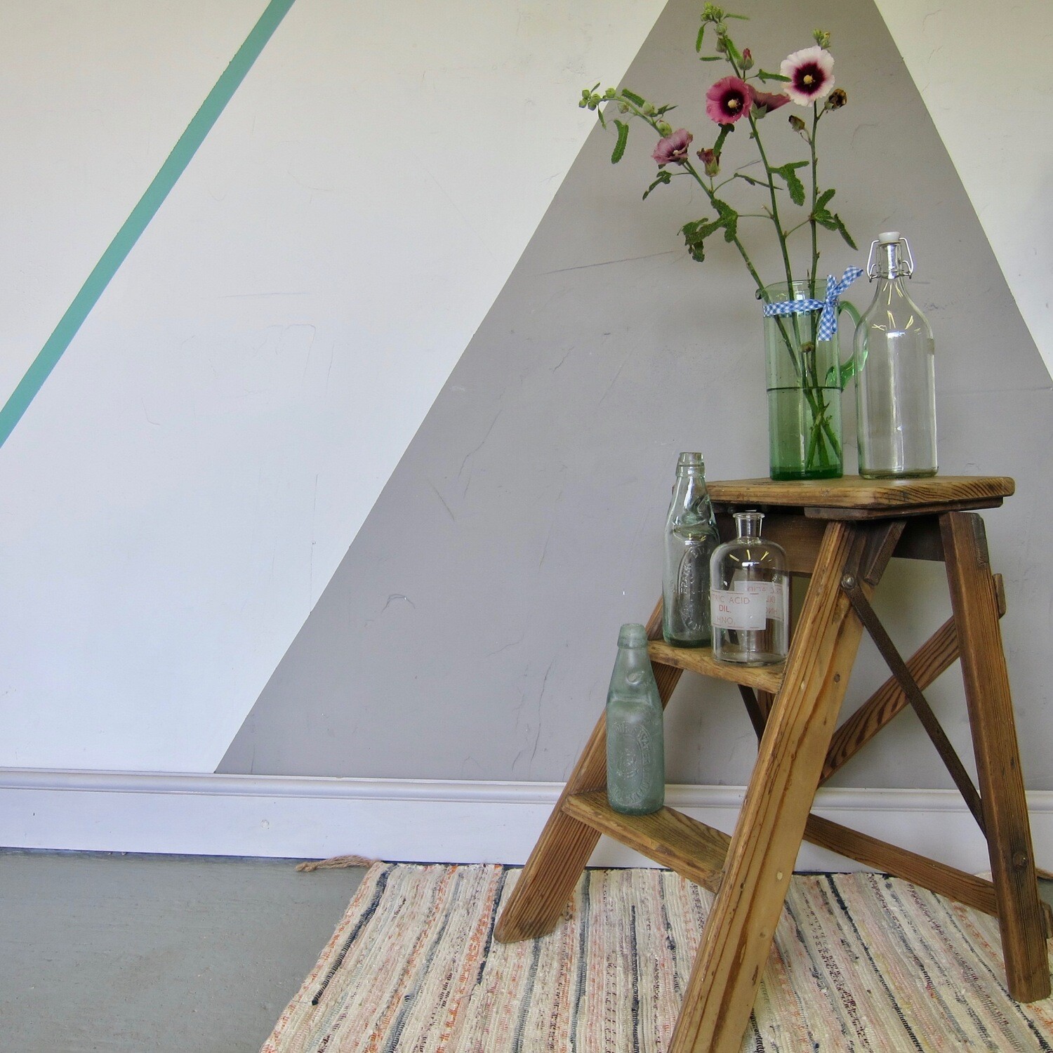 Vintage Ladders Steps Rustic 1940s Farmhouse Bedside Table