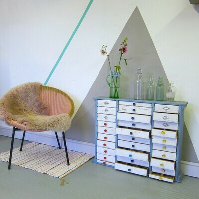 Vintage 1950s Storage Drawers Haberdashery Collectors Cabinet