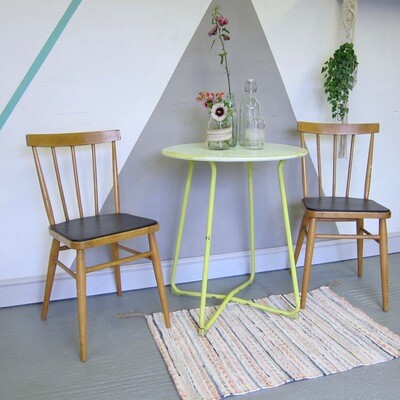 Mid Century Industrial Dining Table Vintage Modernist Yellow 1960s